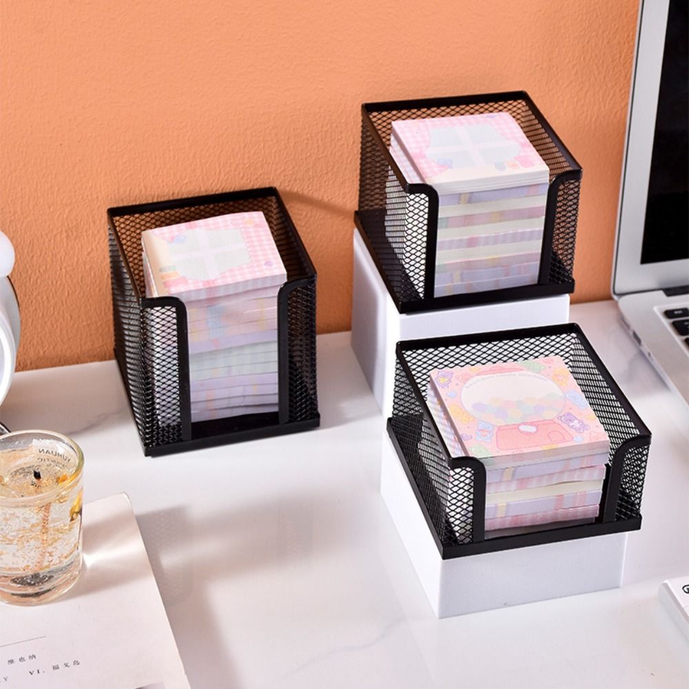 Sticky Note Cube - Black Mesh Paper Cube Mini Memo