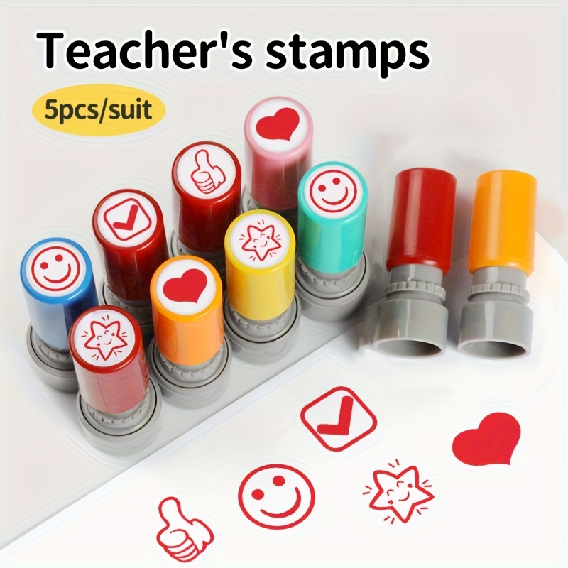 Colorful Teacher Stamps 5pcs S - Self Inking Stamp 评论和价格
