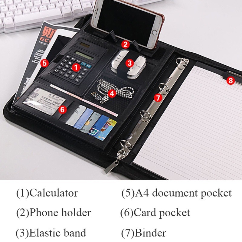 1Pc A4 PU Leather Zipper File  - Portfolio Folder Zip 评论和价格