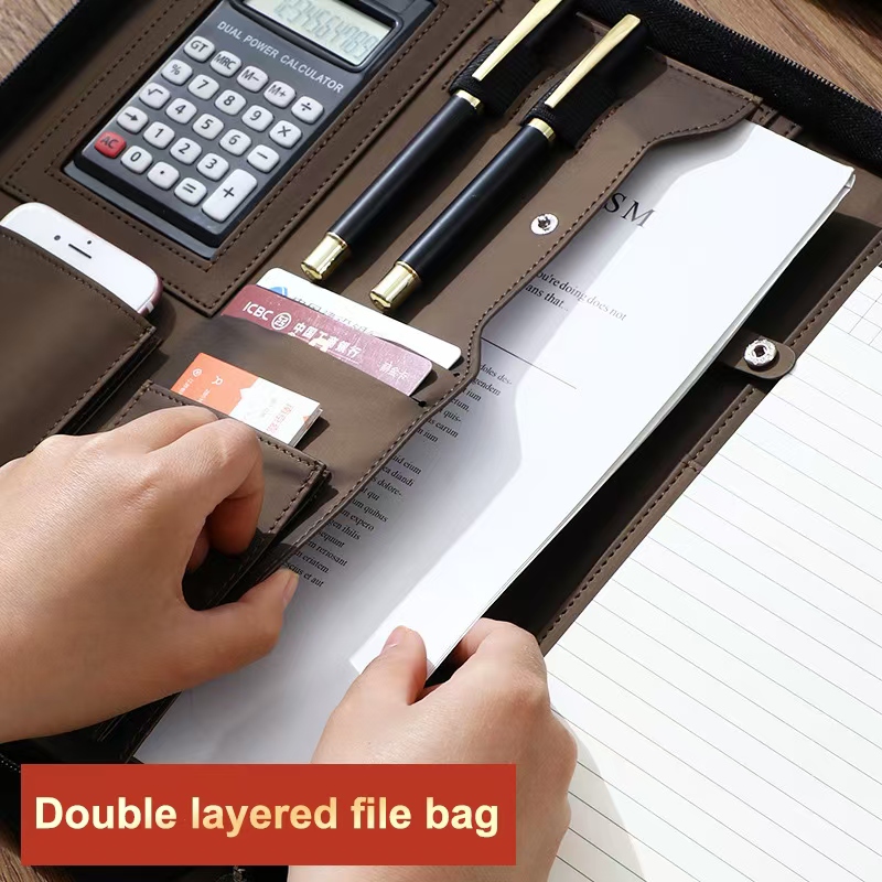 PU Leather Portafolio A4 Docum - Portfolio Folder Zip 评论和价格